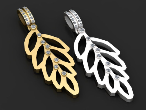 Leaf gold pendant Model Cetak 3D