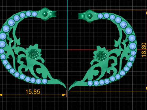 Crescent gold earrings pendant 3D Print Model