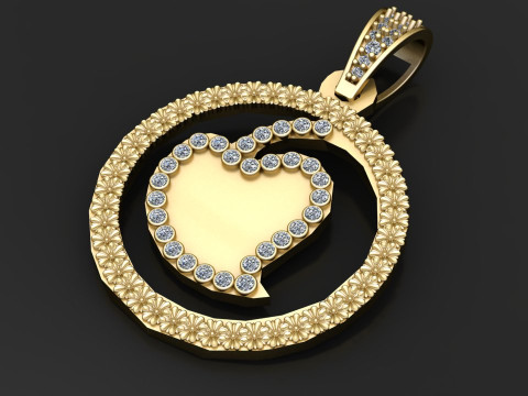 Heart gold pendant 3D Print Model
