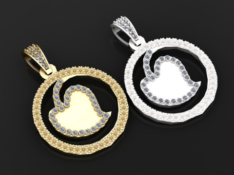Heart gold pendant 3D Print Model