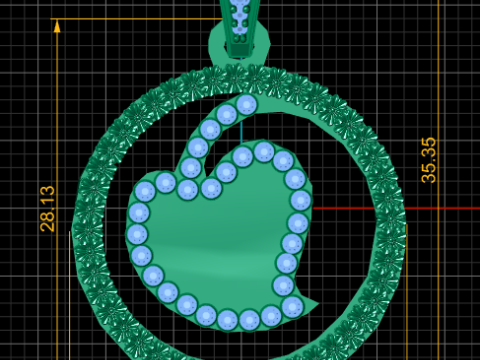 Heart gold pendant 3D Print Model