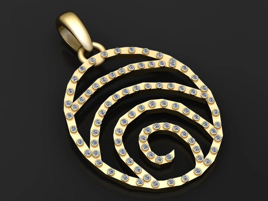 Spiral gold pendant 3D Print Model .c4d .max .obj .3ds .fbx .stl .blend