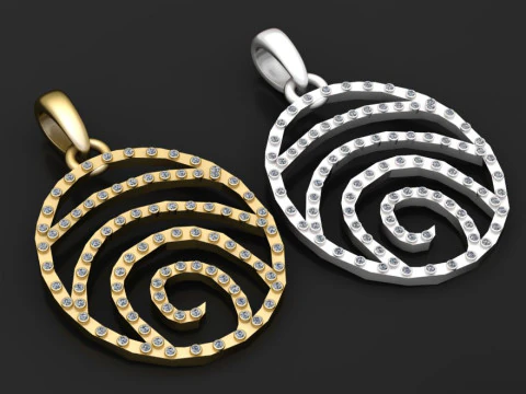 Spiral gold pendant 3D Print Model