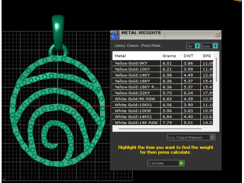 Spiral gold pendant 3D Print Model