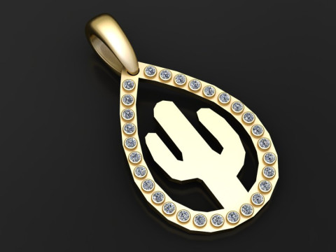 Cactus gold pendant Model Cetak 3D