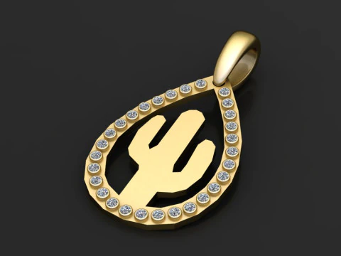 Cactus gold pendant 3D Print Model