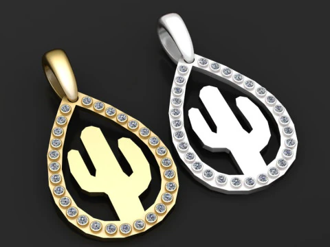 Cactus gold pendant 3D Print Model