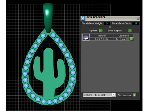 Cactus gold pendant 3D Print Model