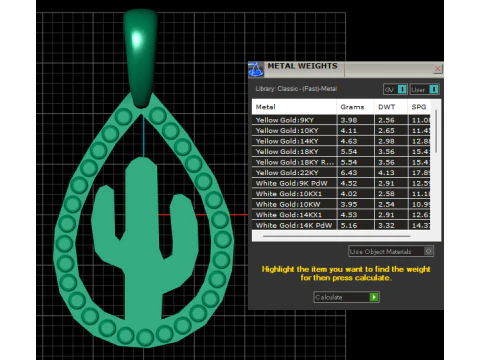 Cactus gold pendant 3D Print Model