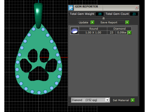 Paw print gold pendant Modèles 3D en vedette