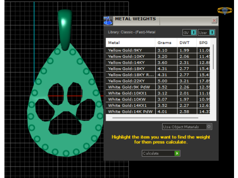 Paw print gold pendant Modèles 3D en vedette