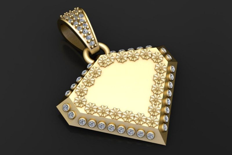 Polygon gold pendant 3D 프린트 모델 .c4d .max .obj .3ds .fbx .stl .blend 