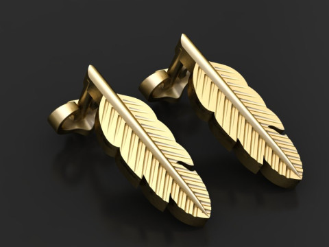 Feather gold earrings 3D printmodel