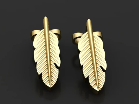 Feather gold earrings 3D Print Model
