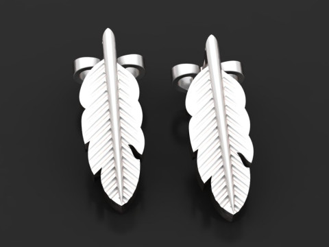 Feather gold earrings 3D Druckmodell