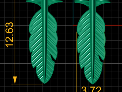 Feather gold earrings 3D Print Model