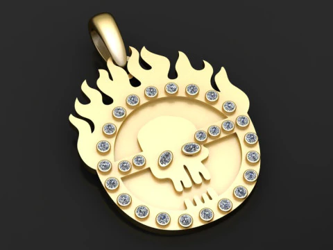 खोपड़ी सोने का पेंडेंट 3D प्रिंट मॉडल