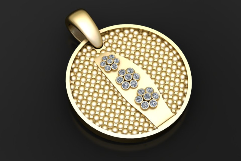 Gold round pendant Model Cetak 3D .c4d .max .obj .3ds .fbx .stl .blend 