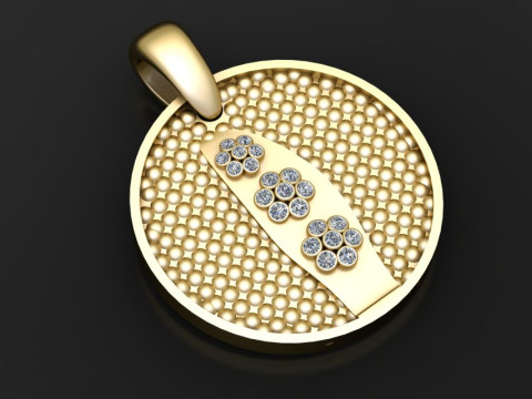 Gold round pendant Modèles 3D en vedette