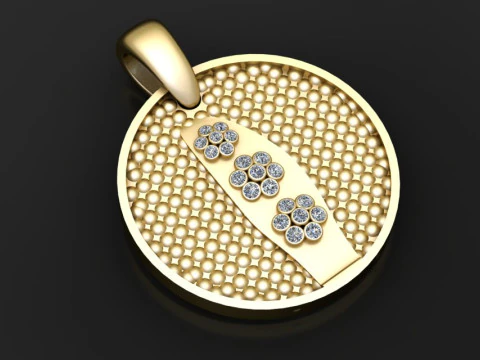 Pingente redondo dourado Modelo de Impressão 3D