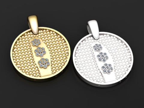 Gold round pendant Model Cetak 3D