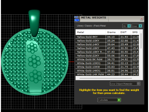Gold round pendant Model Cetak 3D