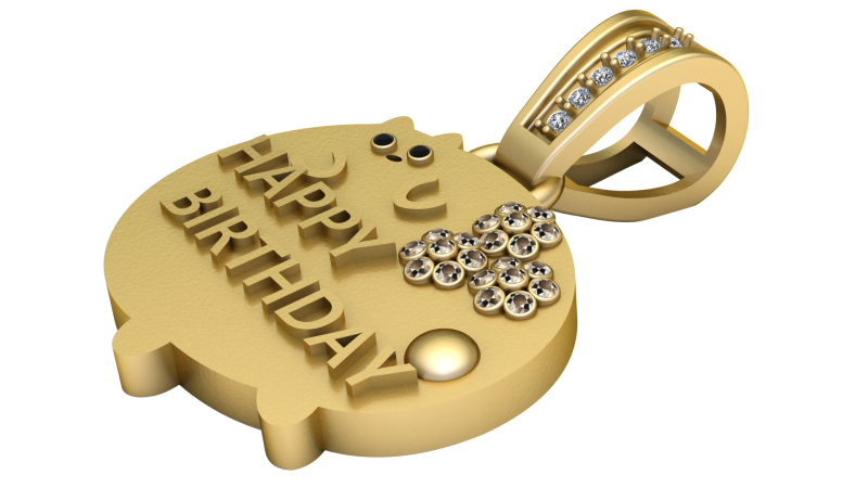 Happy birthday pendant 3D Print Model .c4d .max .obj .3ds .fbx .stl .blend 