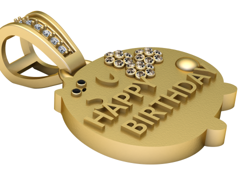 Happy birthday pendant 3D Print Model