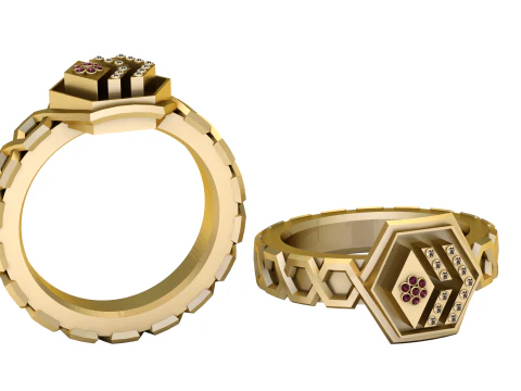 षट्भुज वलय 3D प्रिंट मॉडल