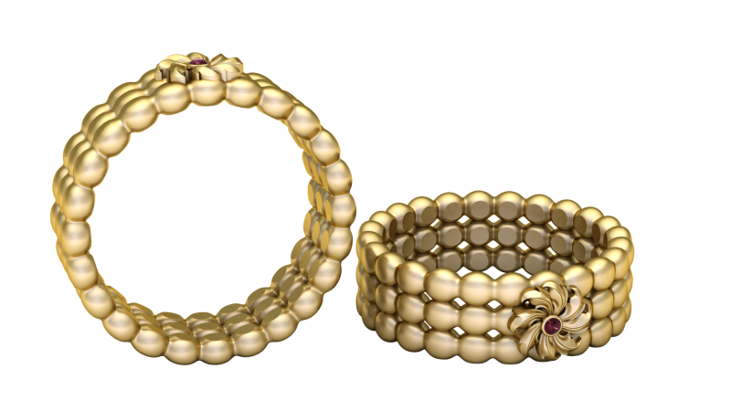 Beaded flower ring 3D Print Model .c4d .max .obj .3ds .fbx .stl .blend 