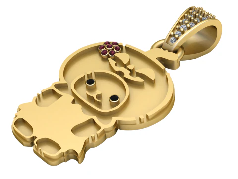 कार्टून लड़की पेंडेंट 3D प्रिंट मॉडल