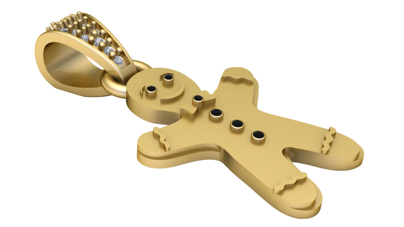 Gingerbread man pendant Model Cetak 3D .c4d .max .obj .3ds .fbx .stl .blend