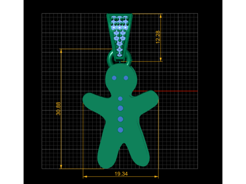 Gingerbread man pendant Model Cetak 3D