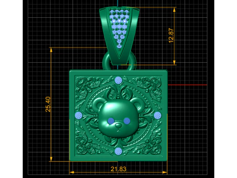 Teddy bear pendant 3D printable model 3D Print Model