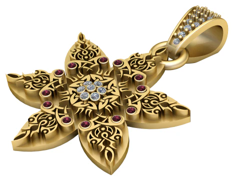 Floral star pendant 3D Print Model