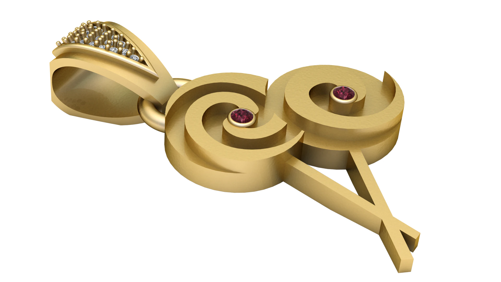 Modern calligraphy pendant 3D Print Model .c4d .max .obj .3ds .fbx .stl .blend 