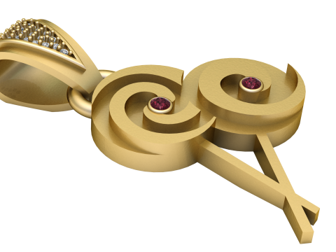 Modern calligraphy pendant Model Cetak 3D