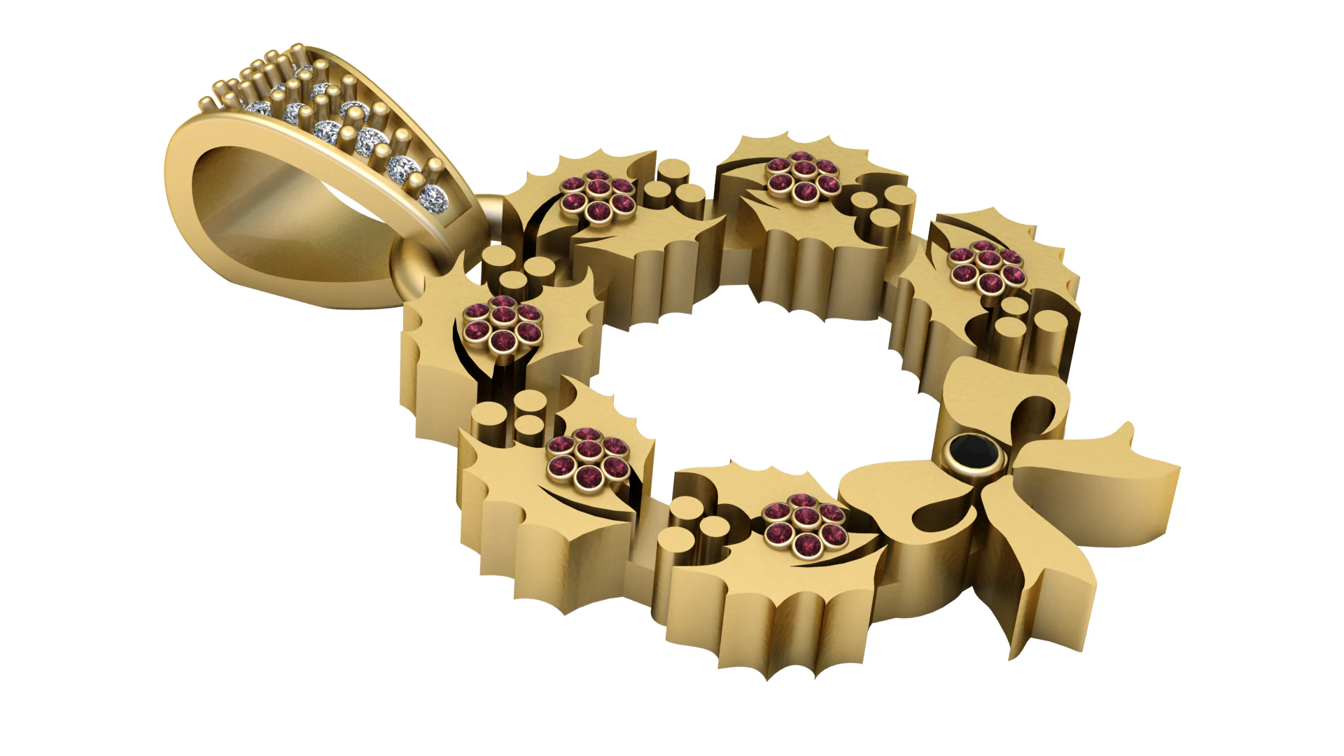 Holiday wreath pendant 3D Print Model .c4d .max .obj .3ds .fbx .stl .blend 