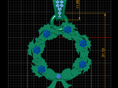 Holiday wreath pendant Modèles 3D en vedette
