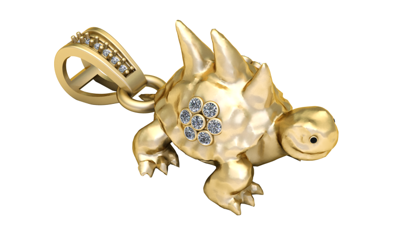 Turtle dinosaur pendant fantasy creature charm spiked turtle jewelry 3D animal pendant STL Modelo de impresión 3D .c4d .max .obj .3ds .fbx .stl .blend 