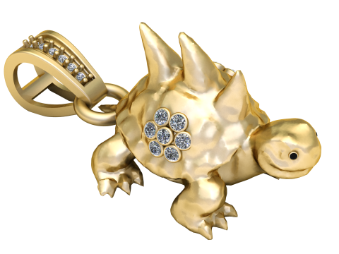 Turtle dinosaur pendant fantasy creature charm spiked turtle jewelry 3D animal pendant STL Modèles 3D en vedette