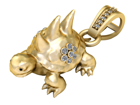 Turtle dinosaur pendant fantasy creature charm spiked turtle jewelry 3D animal pendant STL Modelo de impresión 3D