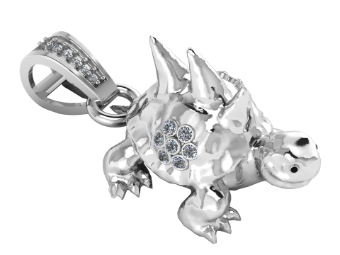 Turtle dinosaur pendant fantasy creature charm spiked turtle jewelry 3D animal pendant STL Modelo de impresión 3D