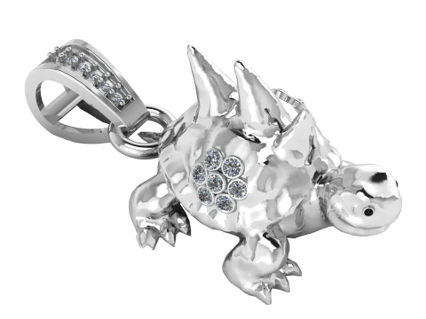 Turtle dinosaur pendant fantasy creature charm spiked turtle jewelry 3D animal pendant STL 3D Print Model