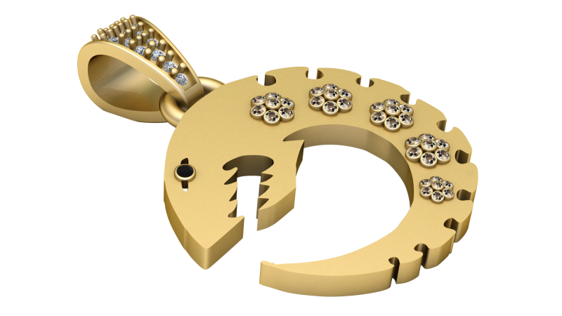 Crescent fish pendant Modello di stampa 3D .c4d .max .obj .3ds .fbx .stl .blend 