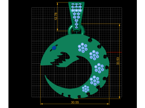 Crescent fish pendant Modello di stampa 3D