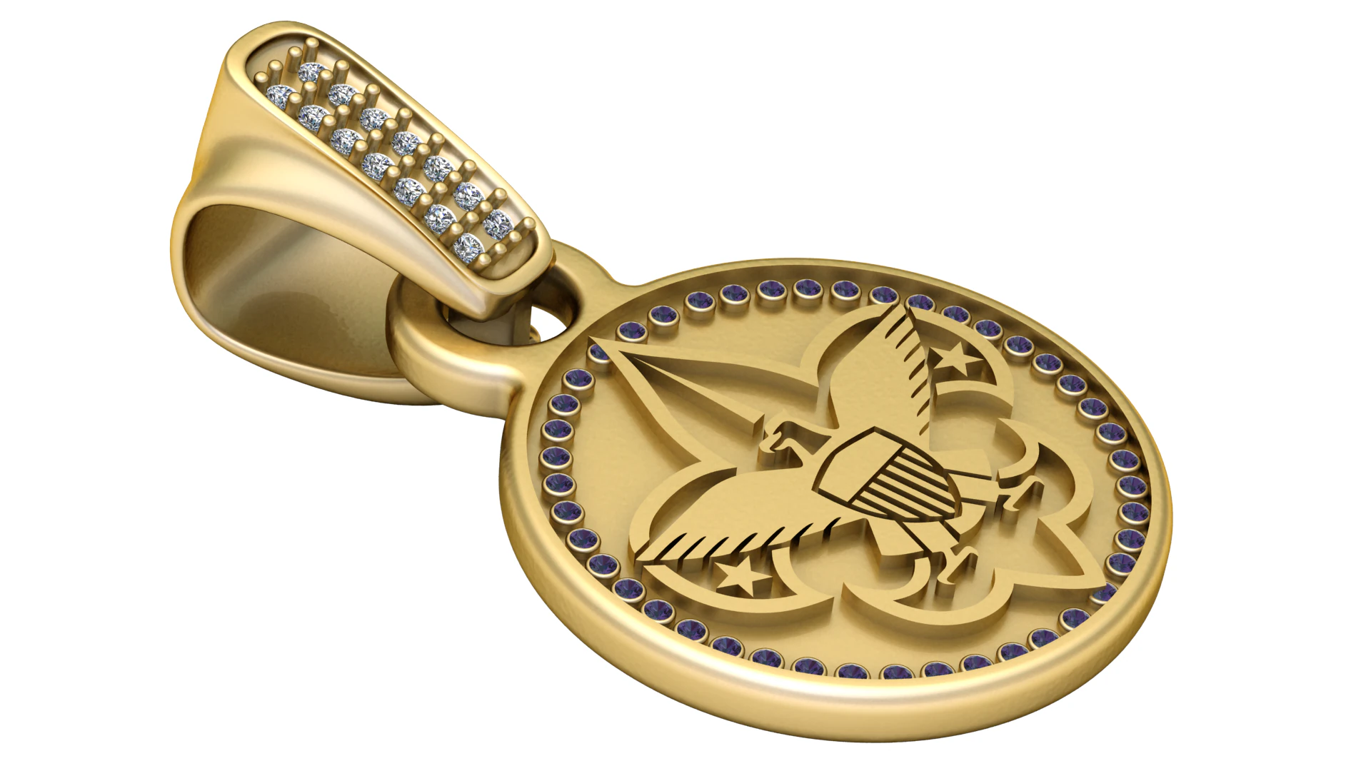 Eagle medallion pendant 3D Print Model .c4d .max .obj .3ds .fbx .stl .blend 