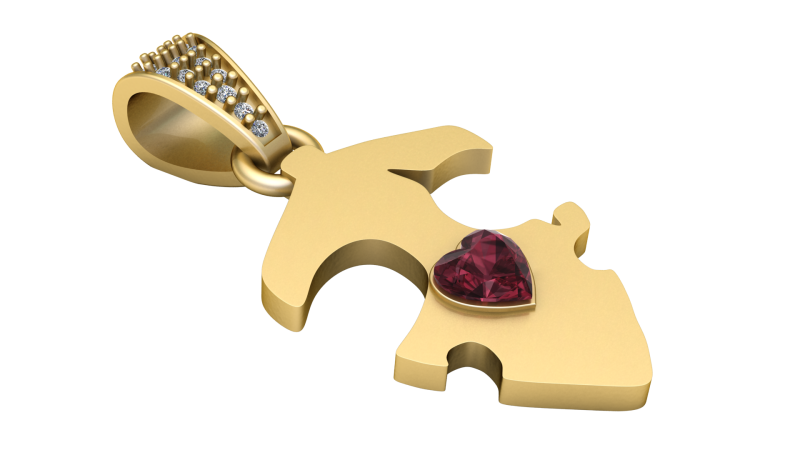 Puzzle piece pendant 3D printmodel .c4d .max .obj .3ds .fbx .stl .blend 