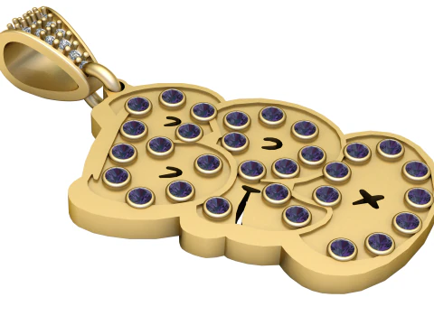 भालू इमोजी पेंडेंट 3D प्रिंट मॉडल