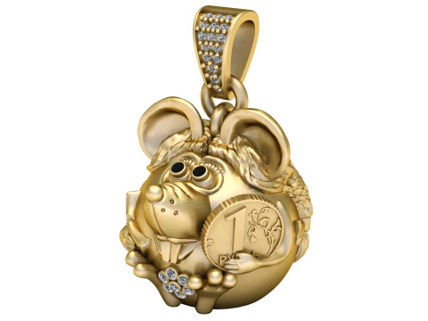 ねずみペンダント 3Dプリントモデル